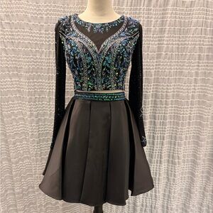Splash Black and Blue Embellished Mini Dress